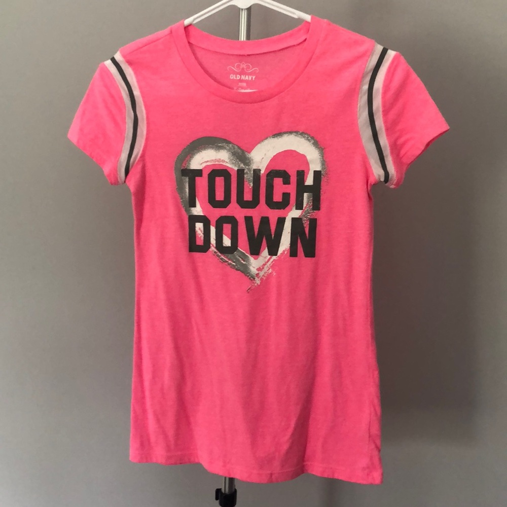 Old Navy Pink Touch Down Shirt Size Extra Small XS Football T Shirt